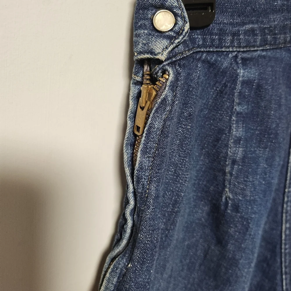 VTG 1950s Levi's Denim Family Side Zip Dark Blue Jean Shorts RARE JR 14 - Picture 7 of 10